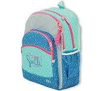 OFITURIA Sac à dos scolaire pour fille, sac à dos adaptable au chariot, grande capacité et double fermeture éclair, sac à dos avec pochette pour ordinateur portable, avec poche avant (SMILE)
