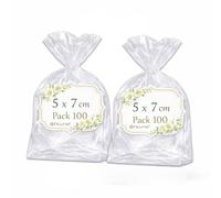 Ofituria Sachets Cellophane Transparents 5 x 7 cm, Petit Sachet Transparent pour bonbons et dragées - Mini Sachets cadeaux pour Anniversaire, Baptême, Communion, 2 Packs (200 Sacs)
