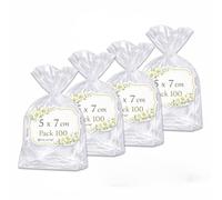 Ofituria Sachets Cellophane Transparents 5 x 7 cm, Petit Sachet Transparent pour bonbons et dragées - Mini Sachets cadeaux pour Anniversaire, Baptême, Communion, 4 Packs (400 Sacs)