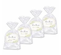 Ofituria Sachets Cellophane Transparents 6 x 8 cm, Petit Sachet plastique Transparent pour bonbons et dragées - Sachets cadeaux pour Mariage, Anniversaire, Baptême, 4 Packs (400 Sacs)