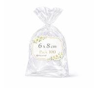 Ofituria Sachets Cellophane Transparents 6 x 8 cm, Petit Sachet plastique Transparent pour bonbons et dragées - Sachets cadeaux pour Mariage, Anniversaire, Baptême, 1 Pack (100 Sacs)