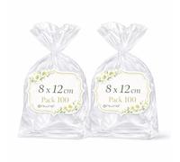 Ofituria Sachets Cellophane Transparents 8 x 12 cm, Sachets Transparents pour biscuits et chocolats - Sachet cadeau Transparent Petit Format pour fêtes, Anniversaire, 2 Packs (200 Sacs)