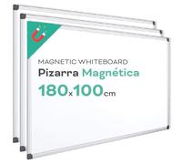 Ofituria Tableau magnétique blanc, cadre en aluminium, surface lisse, facile à effacer, pour prendre des notes, dessiner, enseigner ou organiser, outil pour bureau et école (3 unités, 180 x 100 cm)