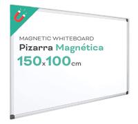 Ofituria Tableau magnétique blanc, cadre en aluminium, surface lisse, facile à effacer, pour prendre des notes, dessiner, enseigner ou organiser l'outil pour le bureau et l'école 150 x 100 cm