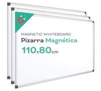 Ofituria Tableau magnétique blanc, cadre en aluminium, surface lisse, facile à effacer, pour prendre des notes, dessiner, enseigner ou organiser, outil pour bureau et école (3 unités, 110 x 80 cm)