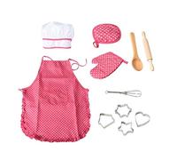 OFKPO 11Pcs Kit de Cuisine et de Pâtisserie pour Enfants, Jeu Cuisine Enfant Ensemble de Chef Jeu de Rôle avec Costume Habiller et Emporte-pièces