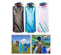 OFKPO 3 pcs 700ML Sac à Eau Pliable, Bouteilles d'eau Réutilisables pour la Randonnée, Les Aventures et Les Voyages