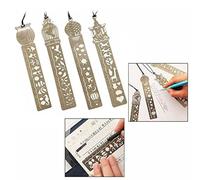 OFKPO 4 pcs Gabarit Marque-Page, Vintage Marque-Page Ajourés, Marque-Page de Graffiti Créatif Multifonctionnel, Marque-Pages Gabarit Pochoir Règle Pochoir Bullet Journal