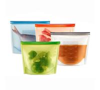 OFKPO 4 pcs Sac de Alimentaire,Sac de Conservation Nourriture en Silicone, Multifonction Sac de Rangement pour Nourriture pour Fruits Légumes et Viande, Ustensile de Cuisine