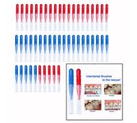 OFKPO 50 pcs Brossettes Interdentaires, Dents Nettoyant la Brosse à Dents et Soins Oraux Brosse (Rouge + Bleu)