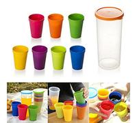 OFKPO 8 Pcs Gobelet Plastique Reutilisable, Arc en Ciel Tasses pour Enfants, Tasses Portables pour Le Voyage