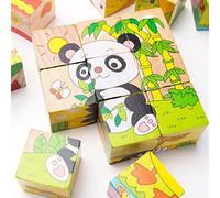 OFKPO Animal Forest Cube Bois Bloquer Puzzles, Puzzle de Développement Jouets Educatifs de Puzzle Bois Puzzle 3D Multicolore