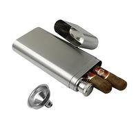 OFKPO Bouteille de Poche pour Alcool avec étui à Cigare, Etui à Cigare de Voyage Acier Inoxydable Tube de Cigare avec Flasque