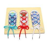 OFKPO Chaussure à Lacer en Bois Apprendre à Attacher des Lacets, Jouets Educatifs pour Enfants Précoces