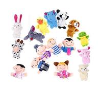 OFKPO Ensemble de 16 Marionnettes à Doigt, Comprenant 10 pièces en Forme d’Animaux et 6 pièces Membres de la Famille Jouets Educatifs