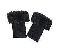 OFKPO Guêtres de Bottes Chaudes, Jambières Bottes Chaussettes et Chauffe-Jambes Tricoté pour Femme, Noir