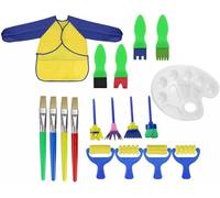 OFKPO Kit de Peinture pour Enfants, Brosses de Peinture Ensemble de Brosse à Éponge avec Palette et Tablier, DIY Outils de Peinture d'apprentissage Précoce d’Enfant