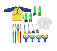 OFKPO Kit de Peinture pour Enfants, Brosses de Peinture Ensemble de Brosse à Éponge avec Palette et Tablier, DIY Outils de Peinture d'apprentissage Précoce d’Enfant