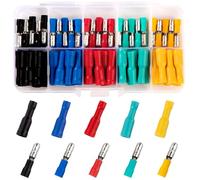 OFKPO Lot de 100 connecteurs à sertir, bornes à sertir isolées, kit de bornes à balle, pour fil électrique à anneau