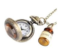 OFKPO Montre de Poche Mecanique, Montre de Poche Collier Rétro Alice au Pays des Merveilles, Pendentif Montre avec Drink Me Charms