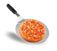 OFKPO Pelle à Pizza Ronde en INOX avec Manche Anti-Chaude Anti-Dérapan 10 Pouce, Idéal pour Les Gâteaux, Pizzas, Tartes, Argenté