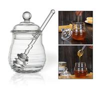 OFKPO Pot à Miel Conteneur avec Couverture et Incorporer Le Bâton, Bouteille de Miel Créatif Transparent Pot