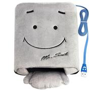 OFKPO Tapis de Souris USB Chauffant Tapis de Réchauffement des Mains pour Maison/Bureau/école avec Un Motif Smiley (Gris)