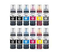 OFKSEWPA Bouteille à Encre de Recharge Compatible 554 555 T552 Encre à Base d'eau pour ET8550 L8160 L8180 Printers(2 Set 12PCS)