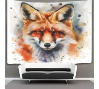 OFLAMIRUX Le renard de la jungle 3D Effet Tapisserie Art Mural Tapisserie Murales DécoSourision Murale En Tissu Pour Chambre Salon Serviette De Plage Tenture Murale 70cmx100cm