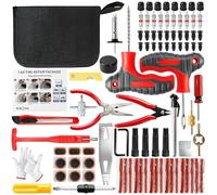 OFNMY Kit Reparation Pneu Voiture, 101 Pièces Kit Meche Pneu Voiture Universal, Kit Anti Crevaison Voiture Tubeless, Outils Réparation Pneus Portables pour Auto, Moto, VTT, Camion, Tracteur, SUV