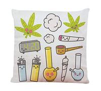 Ofocam Throw Pillow Cover Green Bong Marijuana Kawaii Cartoon Pack Weed Smoke Leaf Pot Cannabis Decorative Throw Pillow Cushion Case for Home Couch Living Room Bed Sofa Car 18 x 18 inch Pillowcase