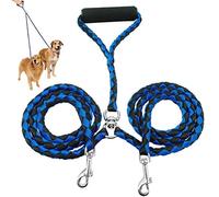 Ofoen double Laisse pour chien, 2 voies sans nœuds double pour animal domestique Chien Laisse coupleur pour petits chiens de grande taille moyenne Bleu et Noir