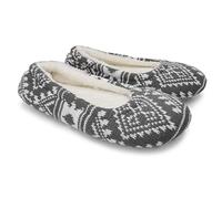 ofoot Ballerine Chaussons Femmes, Chausson Femme Ballet, Super Doux Velours Chaud Doub, Chaussures de Maison Antid rapante,Gris/Crème,36/37 EU