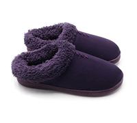 ofoot Chaussons chauds de sabot de femmes, Pantoufles de semelles en caoutchouc à fond dur intérieurs en mousse mémoire,avec le dos pour les femmes(violet,EU 42-43)
