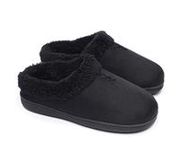 ofoot Chaussons chauds de sabot de femmes, Pantoufles de semelles en caoutchouc à fond dur intérieurs en mousse mémoire,avec le dos pour les femmes(noir,EU 41-42)