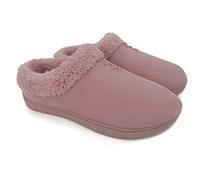ofoot Chaussons chauds de sabot de femmes, Pantoufles de semelles en caoutchouc à fond dur intérieurs en mousse mémoire,avec le dos pour les femmes(rose,EU 41-42)