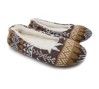 ofoot Chaussons de Ballet Femmes, Chaussures Interieur Maison Doux Cachemire tricoté en Polaire Anti dérapant(Café,40/41 EU)