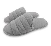 ofoot Chaussons Hommes d'été Plats Coton Bout Ouvert Respirant,Sandales Mousse à Mémoire Forme Maison(Gris,EU 45-46)