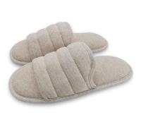 ofoot Chaussons Hommes d'été Plats Coton Bout Ouvert Respirant,Sandales Mousse à Mémoire Forme Maison(Beige,EU 39-40)