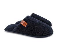 ofoot Pantoufl es Hommes d'intérieur Chaud Hiver, Chaussons Maison Mousse à Mémoire de Forme Teddy Laine Duveteux Flou Doux Confortable Antidérapant(Marin, Taille 39/40 EU)