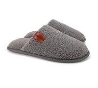 ofoot Pantoufl es Hommes d'intérieur Chaud Hiver, Chaussons Maison Mousse à Mémoire de Forme Teddy Laine Duveteux Flou Doux Confortable Antidérapant(Gris, Taille 45/46 EU)