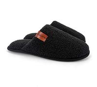 ofoot Pantoufl es Hommes d'intérieur Chaud Hiver, Chaussons Maison Mousse à Mémoire de Forme Teddy Laine Duveteux Flou Doux Confortable Antidérapant(Noir, Taille 43/44 EU)