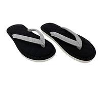 ofoot Pantoufles de Femmes Confortable Coton Spa Thong Flip Flops Intérieur, Chaussons D'intérieur Absorbant la Transpiration en Mousse À Mémoire de Forme Épaisse avec Bout Ouvert(Noir,EU 42/43)