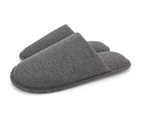 ofoot Pantoufles ďintérieur Confortables en Coton Bio pour Hommes, Maison en Mousse à mémoire Plate, Chaussures à Enfiler lavables,39/40.5 EU,Foncé Gris