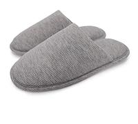 ofoot Pantoufles ďintérieur Confortables en Coton Bio pour Hommes, Maison en Mousse à mémoire Plate, Chaussures à Enfiler lavables,41/42 EU,Gris