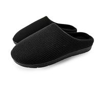 ofoot Pantoufles gaufrées en coton pour femmes et hommes Doublure éponge respirante Semelle intérieure en mousse à mémoire de forme Semelle en caoutchouc antidérapante(Noir, EU 39/40)