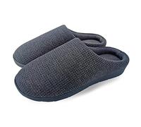 ofoot Pantoufles gaufrées en coton pour femmes et hommes Doublure éponge respirante Semelle intérieure en mousse à mémoire de forme Semelle en caoutchouc antidérapante(Gris charbon, EU 39/40)