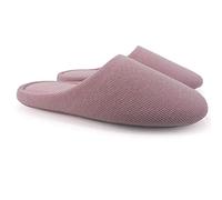 ofoot Pantoufles Intérieur pour Femmes, Chaussures de Ville Antidérapant en Coton Lavable avec Mousse Moire de Forme(Rose Foncé,42/44 EU)