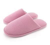 ofoot Tissu de Coton Biologique des Femmes est Confortable de Fils Plats Pantoufles, Lavable Feuillet Intérieur Extérieur pour des Chaussures,35/36 EU,Rose Foncé