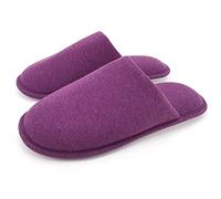 ofoot Tissu de Coton Biologique des Femmes est Confortable de Fils Plats Pantoufles, Lavable Feuillet Intérieur Extérieur pour des Chaussures.,35/36 EU,Violet